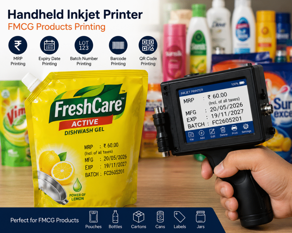 Handheld inkjet printers are widely used in FMCG Products