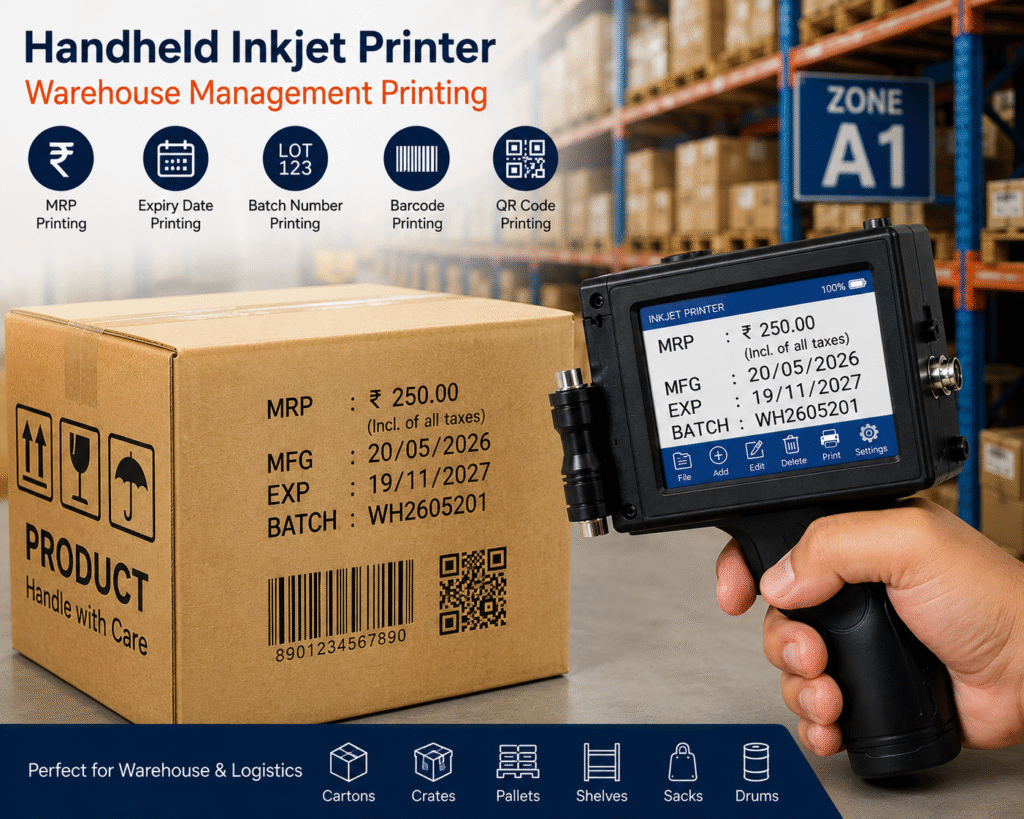 Handheld inkjet printers are widely used in Warehouse Management