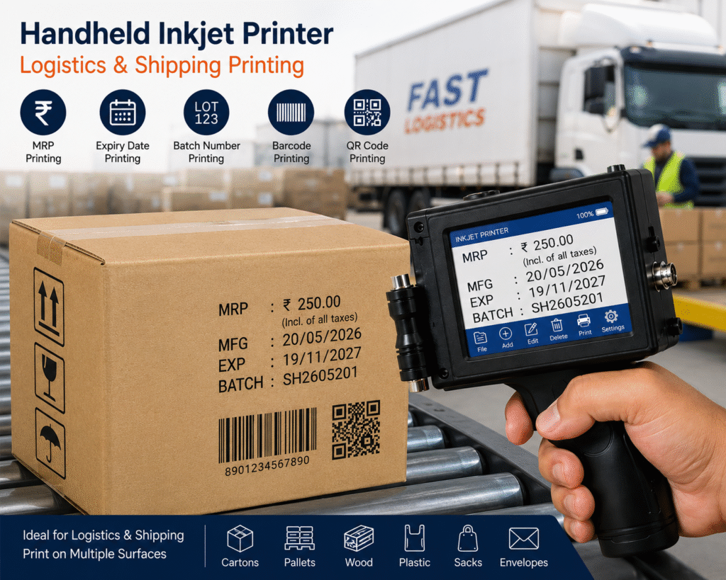 Handheld inkjet printers are widely used in Logistics and Shipping