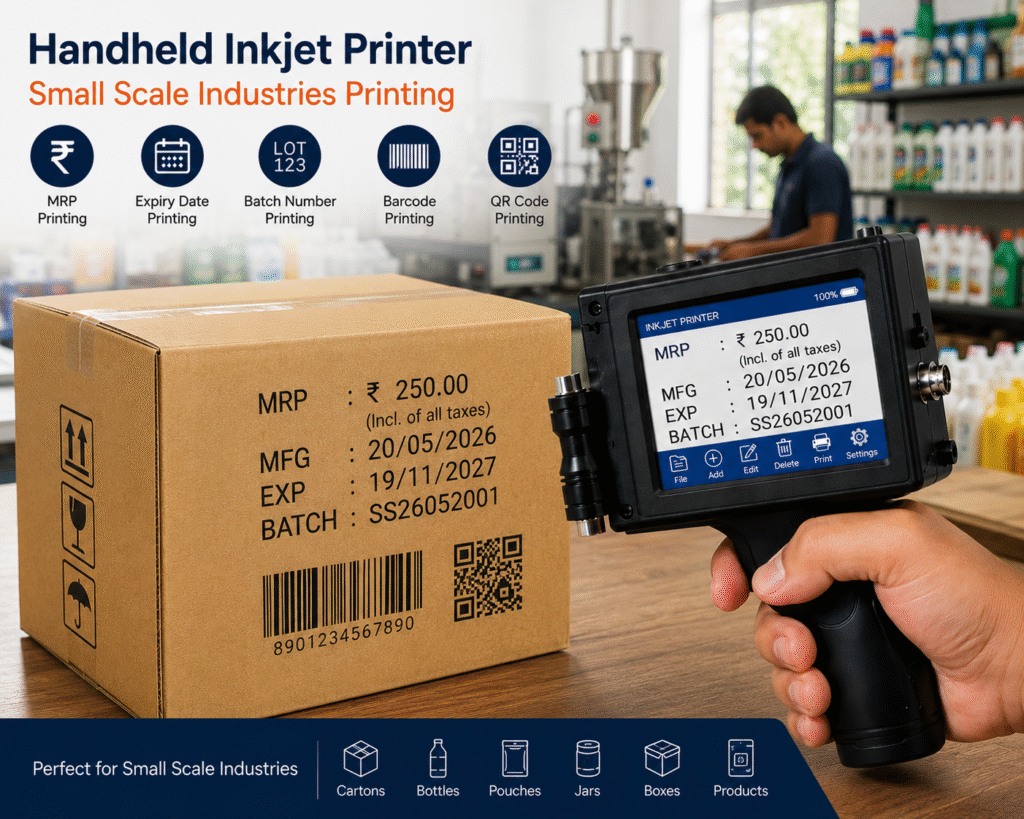 Handheld inkjet printers are widely used in Small Scale Industries